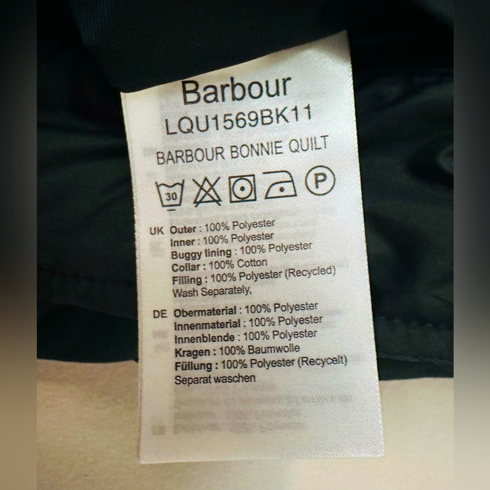 NWTs Barbour Bonnie Quilted Jacket. Black. Size 8 US (12 UK). - Picture 10 of 12